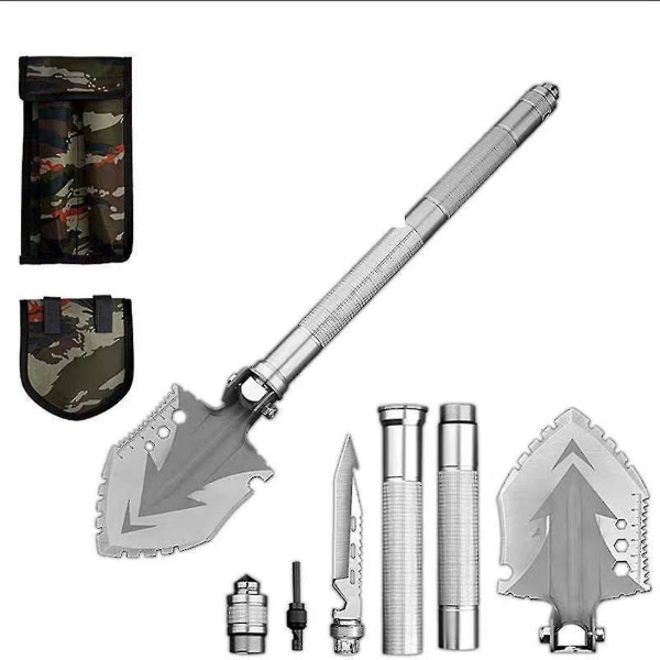 Survival Shovel Folding Multifunksjonell camping utendørs, militær sammenleggbar spade for grøfting, fotturer, bilnød 2-section handle