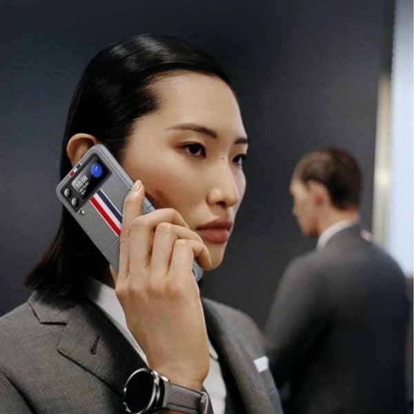 Aitoa nahkaa Limited Edition -yhteensopiva Samsung Galaxy Z Flip 4, Z Flip 4 case iskunkestävä Gray