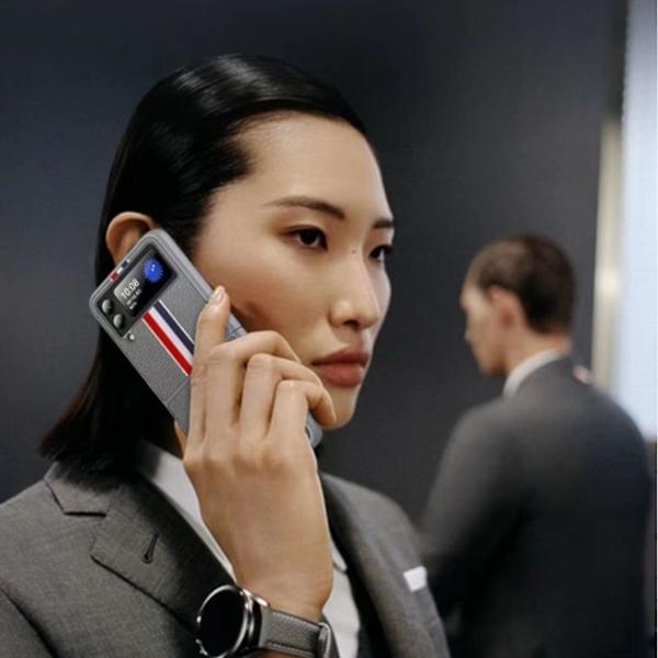 Äkta läder Limited Edition Kompatibel Samsung Galaxy Z Flip 4, Z Flip 4 Fodral Stötsäker Gray