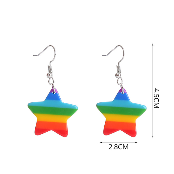 Örhängen Hjärta LGBTQ Regnbåge Smycken Akryl Rostfria Krokar. five star ear hook