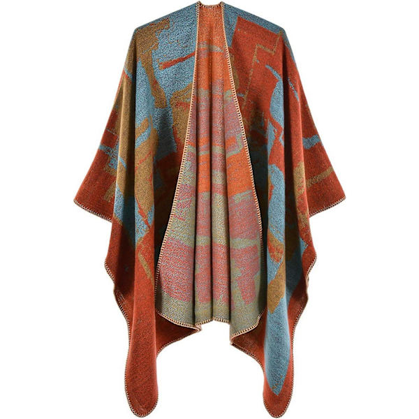 Vintergensere Sjal Kvinner Åpen Front Poncho Kappe Wraps