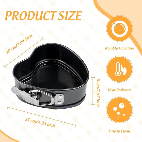 Hjerteformet Springform Pan. Mini 4 Tommer Non-stick Kulstofstål Kageform