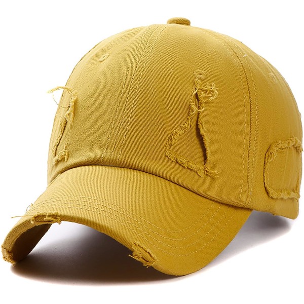 Vintage Distressed Washed Baseball Cap Mænd Kvinder Justerbar Trucker Hat Golf Dad Hat (Gul) bright yellow