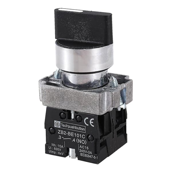 22mm Latching 2 No 3-positions Rotary Selector Select Switch Zb2-be101c Svart