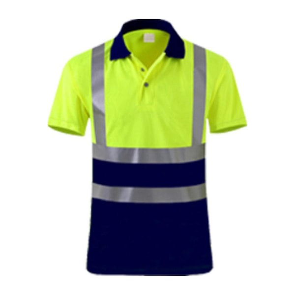 Skjorte Polo kortermet med fleksjon gul blå for jobbsikkerhet størrelse xlegnet for byste 120 og lpaule 58