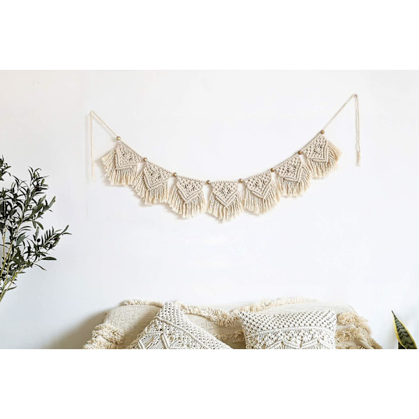Makramee seinävaate seinäkoriste Boho kudottu makramee 20cm X 110cm