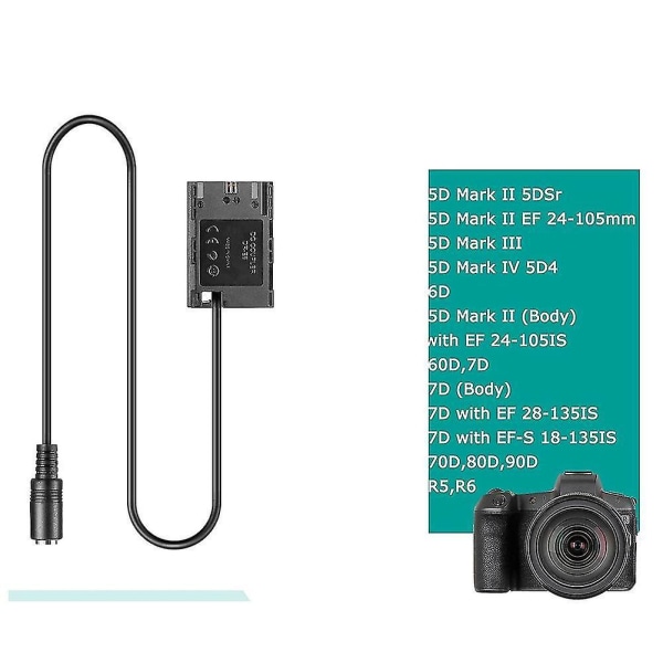 Lp-e6 E6n Ack-e6 -e6 Dummy Batteri&dc Bank Usb-c Kabel For 6d 7d 60d 70d 80d 90d R R5 R6 5ds Mark I
