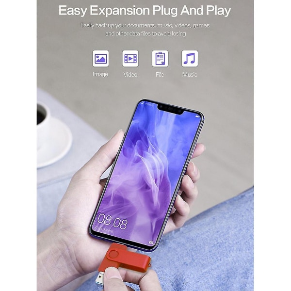 3 i 1 USB-flashdrev Type-c+-USB+USB3.0 Hurtig læsning Mini Mem