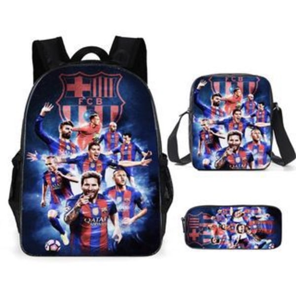 3 stk/sæt fodboldstjerne Lionel Messi rygsæk elev skoletaske Y backpack