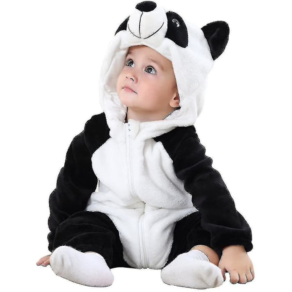 Unisex eläin asu talvi syksy flanelli huppu romper F Panda 90CM