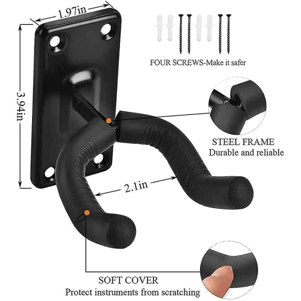 2-pak veggmontert gitarstativ Ukulele Akustisk gitar Klassisk gitar Bass