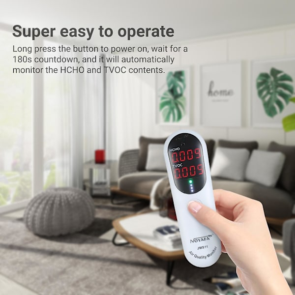 Noyafa kannettava formaldehydi-ilmaisin sisäilman laadun monitori Hcho ja Tvoc monitori äänihälytyksellä LED-ilmaisimella kodin Hvac-järjestelmää varten
