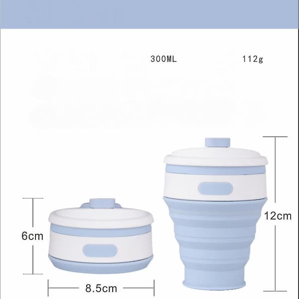 Wekity Joyrses Silikonvikbara Vattenkoppar, Kaffe Koppar, Förbättrade, Koppsäkerhet Förstärkt, 10.5 Oz Resa Campingkopp Ljusblå