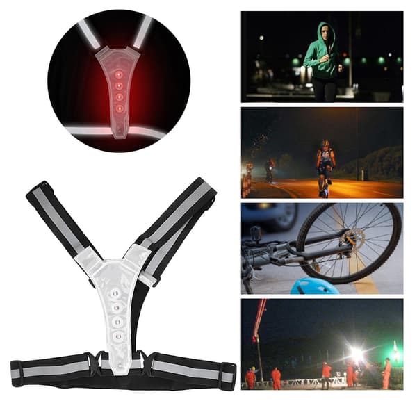Elastisk LED-justerbar synlighetsreflexväst Gear Stripes för utomhus nattsport säkerhetssvart vit
