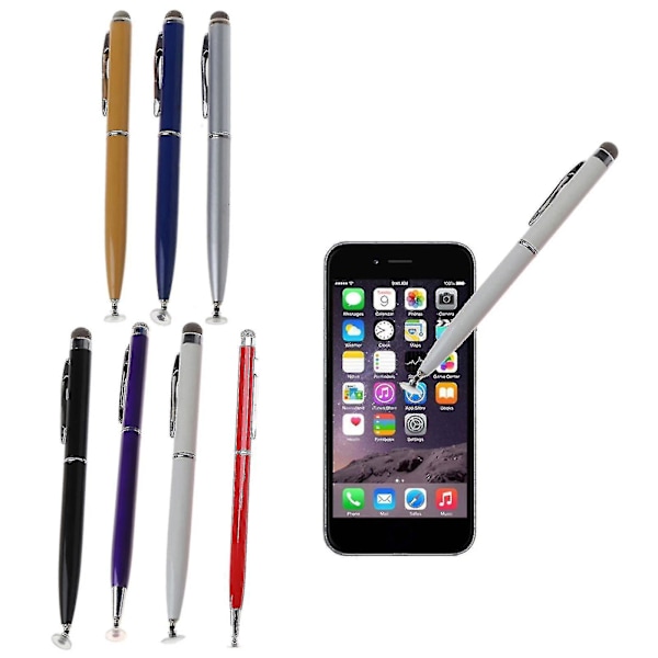 2 i 1 Fiber Metal Tip Stylus Kapacitans Pen Skærm Touch Tegning Tablet Pen