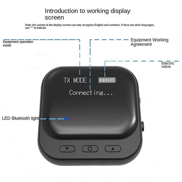 Bluetooth 5.2 Display Bluetooth-mottaker Bluetooth-sender Mottaker 2-i-1 3,5 mm Bil Bærbar Bluetooth-mottaker