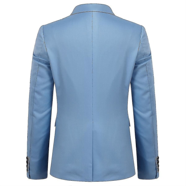 Herredragt Business Casual 3-delt jakkesæt blazerbukser Vest 9 farver Z Light Blue 3XL