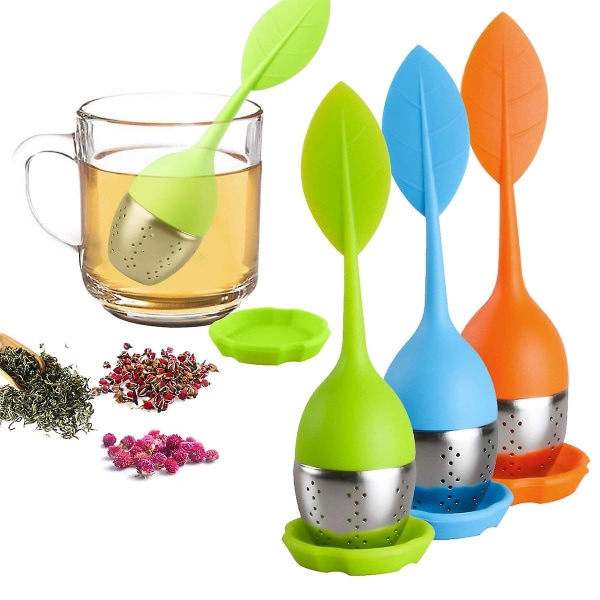 Loose Leaf Tea Infuser - Silikonhandtag Tea Infuser Rostfritt stål S