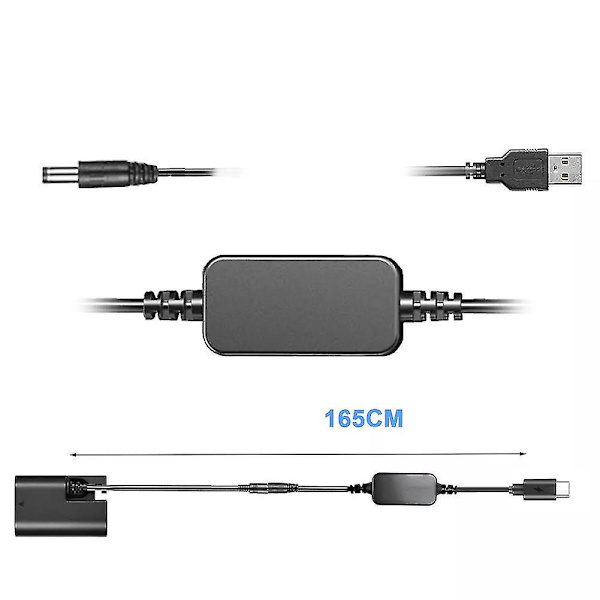 Lp-e6 E6n Ack-e6 -e6 Dummy Batteri&dc Bank Usb-c Kabel Til 6