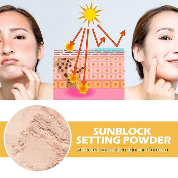 SPF50 Sminke Solkrem Setting Powder Pustende Langvarig Ansiktskomprimert Setting Powder Ansiktskosmetikk 2pcs