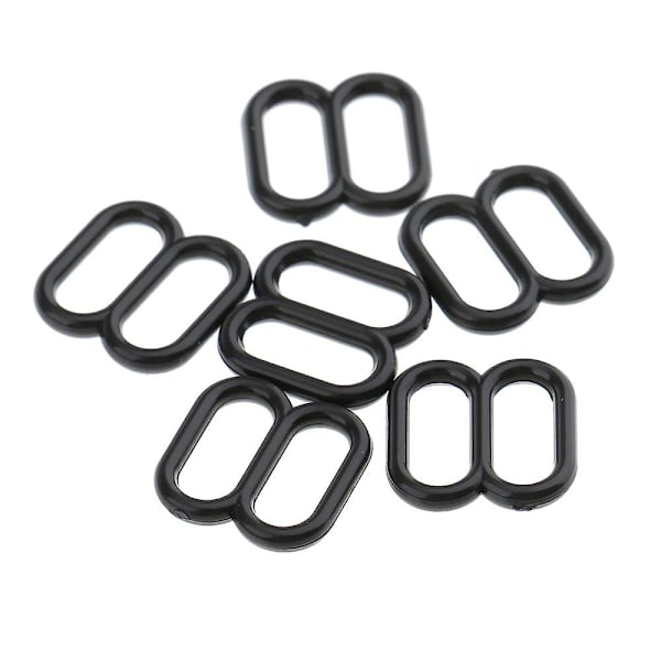 100 stk. BH-stroppklips i plast med krok og spenne, 8 mm, svart