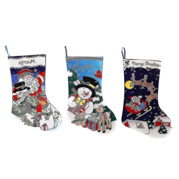 3 Pack Christmas Stockings, Compatible With Family Holiday Decor, Santa Claus/elk