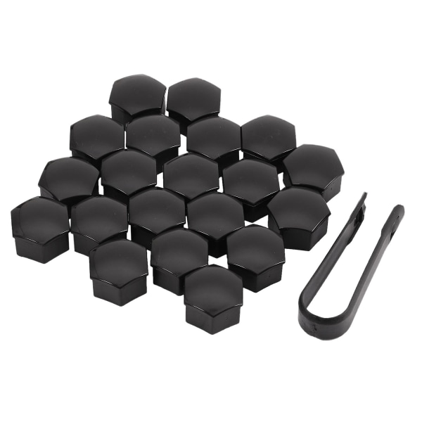 20pcs 21mm Car Tire Wheel Black Bolt Nut Covers W/removal Key Fit For Model S 12-17