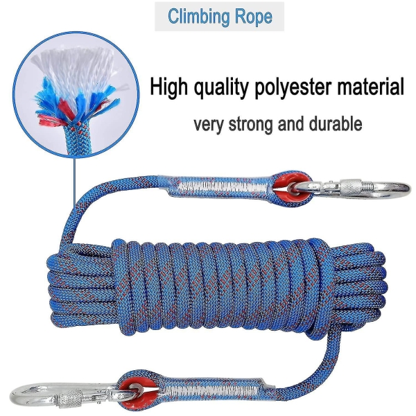 Udendørs klatrereb Diameter 10mm Udendørs statisk klatrereb, højstyrke reb sikkerhedsreb flet nylon reb, flugt reb brandredning faldskærm