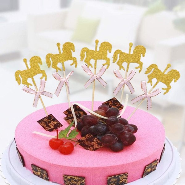 25 kappaletta Cupcake Toppers Hevonen Prinsessa Cupcake Topper Cupcake Topper Syntymäpäiväjuhlan Koristeluun, Häät, Vuosipäivän Kakunkoristelu (Pinkki)