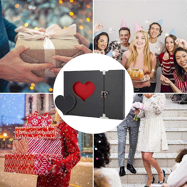 Valokuva-albumi Leikekirja, DIY-leikekirjat personoidulla muistokirjalla, Vintage Love Heart 30 mustaa sivua vieraskirja