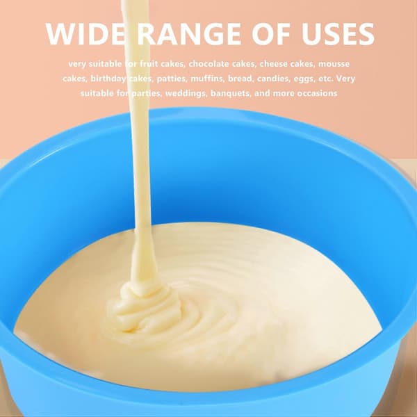 Silikone Mini Kageforme 4 Tommer Rund Bageform Non-Stick Silikone Bageform Bageplade Genanvendelig Blå, Sæt med 6