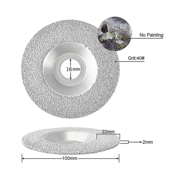 Diamant slibeskive med loddet diamant til slibning af granit, marmor, keramik, fliser, porcelæn, natursten, murværk, til 16 mm tør aksel, tilsluttet til vinkelsliber