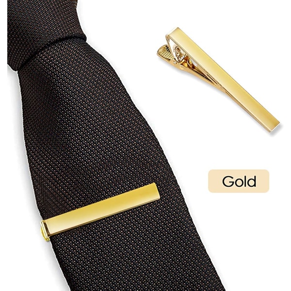Slipsklips for menn, 3-delt klassisk slips-klips svigersvenner gull gull svart slipsklips passer for bryllupsdagen