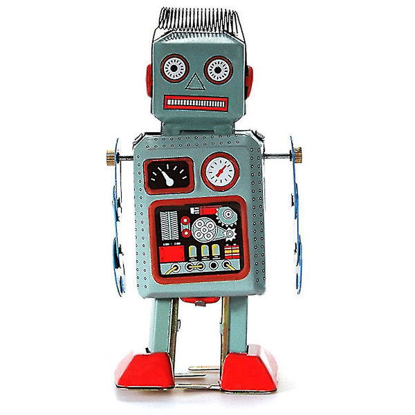 Vintage mekanisk urværk optræk legetøj gående radar robot tin legetøj
