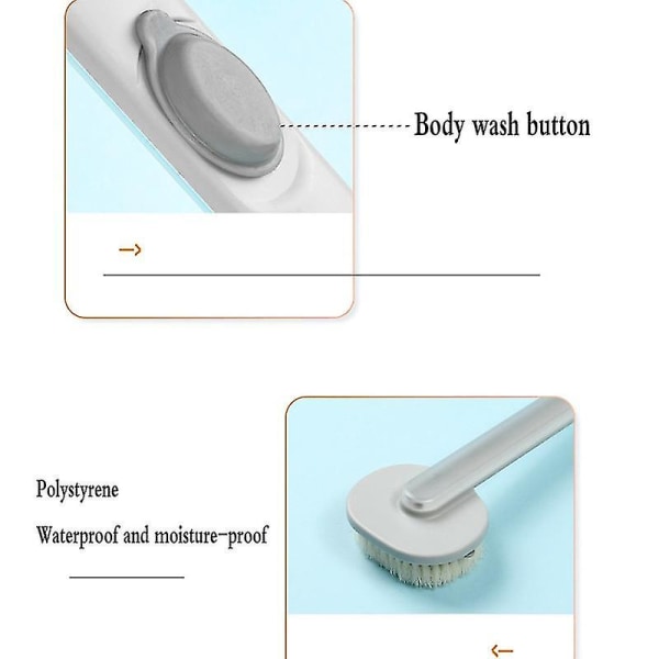 Multifunktionel aftagelig badebørste Tilbage Kropsbadekar Brusebad Svampe scrubber børster med håndtag massager badeværelse børste