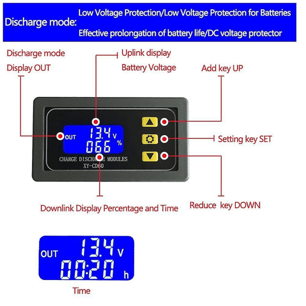 Xy-cd60 Cd60 Solcelle Batteri Oplader Controller Modul Dc6-60v Oplader Afladningsstyring Lav Spænding