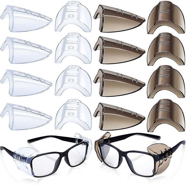 8 par sikkerhedsbriller Sidebeskyttelse Slip Clear Flexib