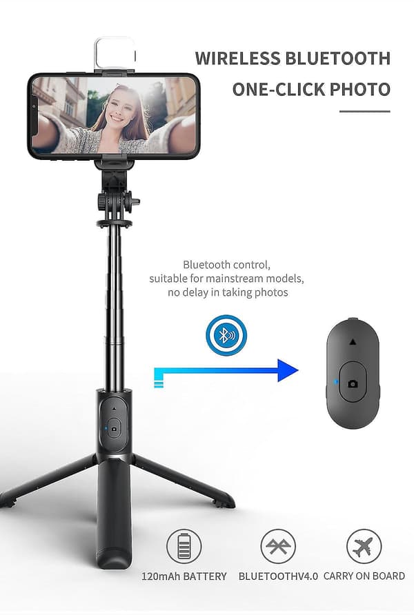 6 i 1 trådløs Bluetooth Selfie Stick