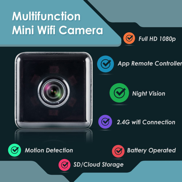 Indendørs overvågningskamera trådløst, 1080P overvågningskamera med bevægelsesdetektion og nattesyn, 150° visning WiFi-kamera til hjemmekontor