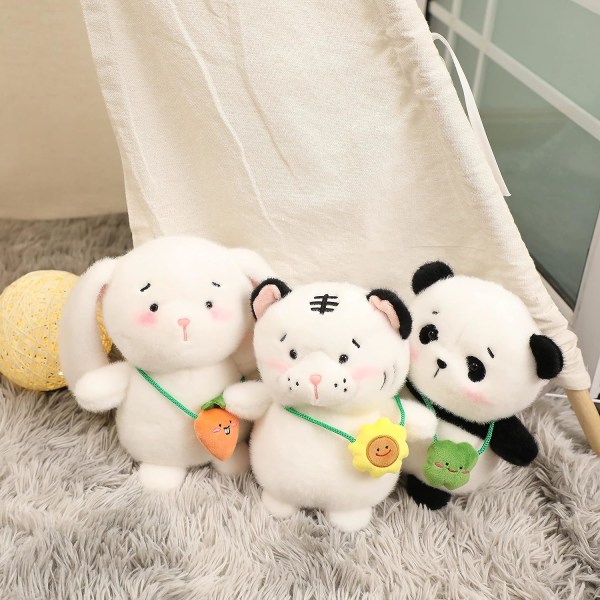 Tiger udstoppet dyr dukke, blød plys kanin panda tiger legetøj med en taske, nuttet kramme søde legetøj til børn, fødselsdag (tiger)