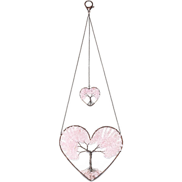 Sydän Rose Quartz Parantava Kristalli Elämän Puu Niskalenkki Seinäkoriste Koti Toimisto Ikkuna Dekoraatio Meditaatio Tasapaino