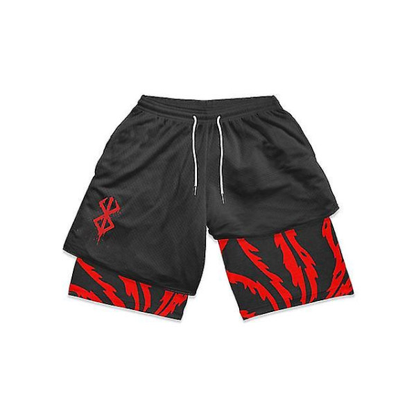 Anime Gym Shorts Mænd Kvinder Berserk Manga 3d Print 2 I 1 Performance Shorts Træning Sommer Hurtigtørrende Kompressionsshorts Bukser 15 4XL