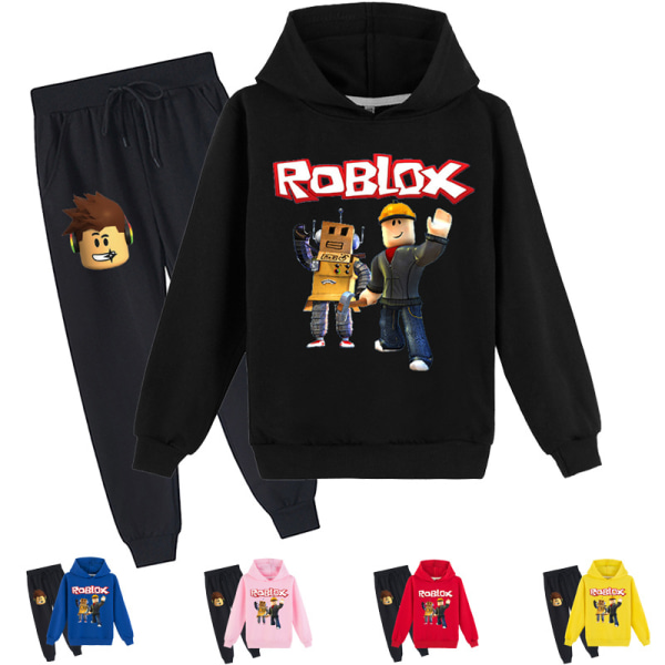 Roblox hættetrøjetøj Termisk hættetrøje til børn Roblox hættetrøjesæt med tryk black 120cm