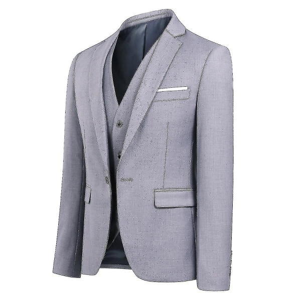 Herredragt Business Casual 3-delt jakkesæt blazerbukser Vest 9 farver Z Grey 3XL