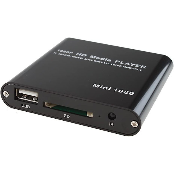 AGPtek Musta Mini Full HD 1080P Digitaalinen Virtausmediasoitin - MKV/RM-SD/USB HDD-HDMI CVBS YPbPr