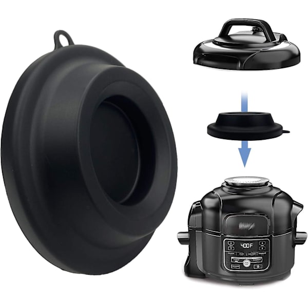 5 Qt, 6.5 Qt og 8 Quart (Svart) Silikonlokkstativ, Silikon Trykkokerlokkholder Tilbehør til Ninja Foodi Trykkokere og Luftfriter
