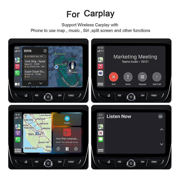 Trådlös Carplay-adapter, trådlös biladapter, trådlös Carplay-dongel, plug Play 5ghz wifi, låg lat