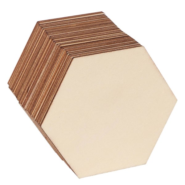 Ornament Håndværk Hexagon Træstykker Blanke Træskiver Ubehandlede Træ Mosaik Flise Træ Udskæring Former Håndværk