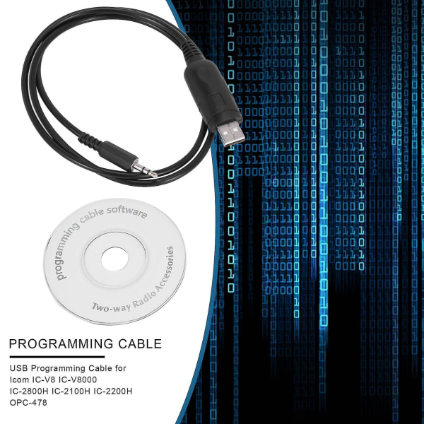 Usb-programmeringkabel til Icom-radio Ic-f22 Ic-v8 Opc-478-radio