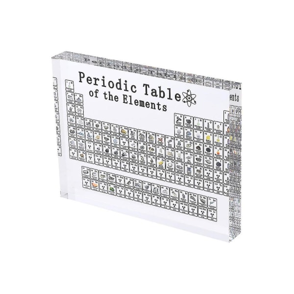 Stort periodisk system med ægte grundstoffer indeni, akryl periodisk system